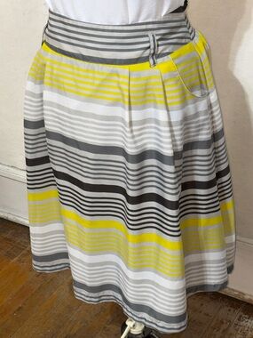 Old Navy Yellow, Gray & White Striped Circle Skirt